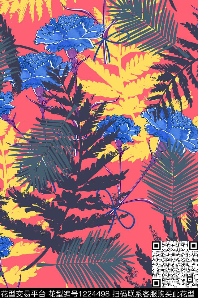 花卉大牌风热带华亿平台传统印花华亿平台下载（图片编号: 1224498） - 瓦栏（Walan）