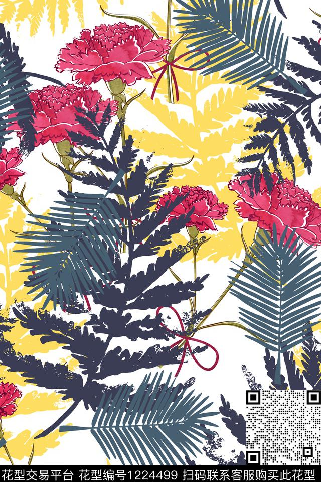 花卉大牌风热带华亿平台传统印花华亿平台下载（图片编号: 1224499） - 瓦栏（Walan）