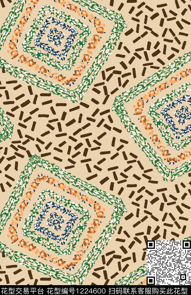 女装几何棉麻传统印花华亿平台下载（图片编号: 1224600） - 瓦栏（Walan）