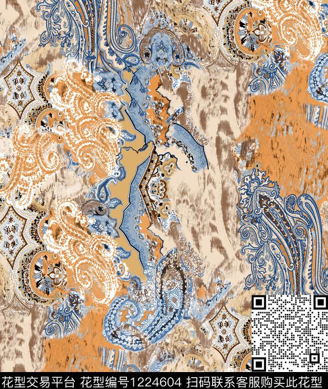 女装民族风佩斯利数码印花华亿平台下载（图片编号: 1224604） - 瓦栏（Walan）