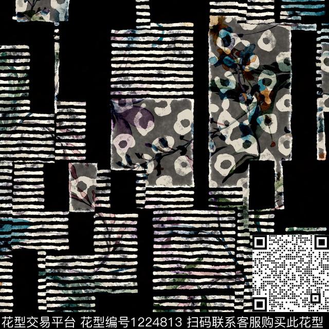 潮牌抽象大牌风数码印花华亿平台下载（图片编号: 1224813） - 瓦栏（Walan）