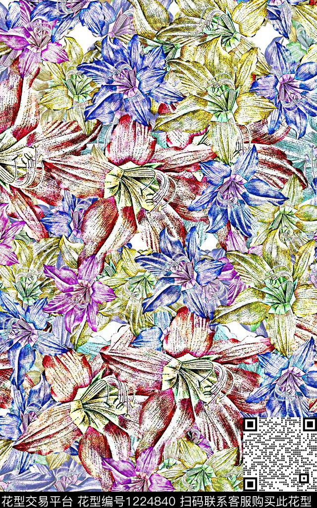 女装花卉裙数码印花华亿平台下载（图片编号: 1224840） - 瓦栏（Walan）