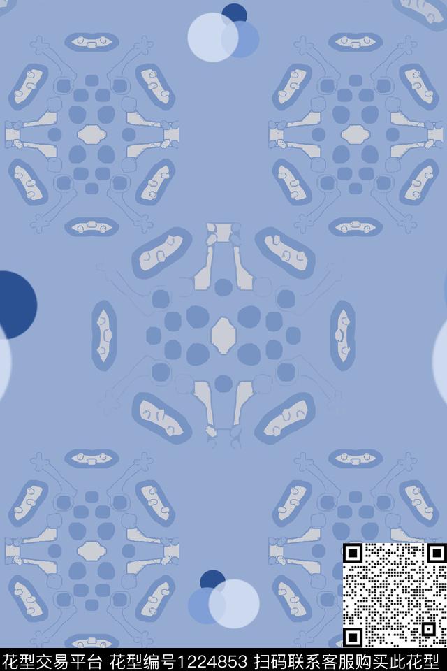 民族风图案青蓝雅韵系列男装休闲花卉传统印花华亿平台下载（图片编号: 1224853） - 瓦栏（Walan）