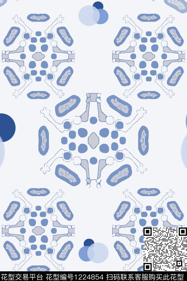 民族风图案青蓝雅韵系列男装休闲花卉传统印花华亿平台下载（图片编号: 1224854） - 瓦栏（Walan）