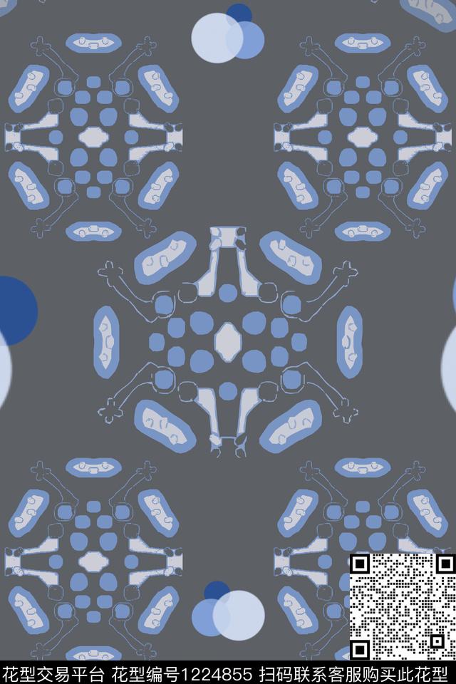 民族风图案青蓝雅韵系列男装休闲花卉传统印花华亿平台下载（图片编号: 1224855） - 瓦栏（Walan）