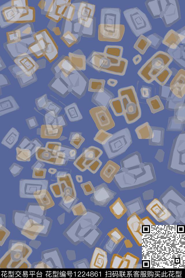 格子混搭几何抽象数码印花华亿平台下载（图片编号: 1224861） - 瓦栏（Walan）