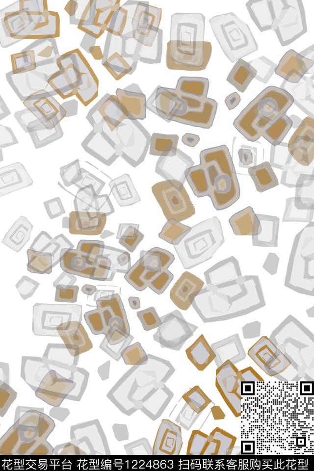 格子混搭几何抽象数码印花华亿平台下载（图片编号: 1224863） - 瓦栏（Walan）