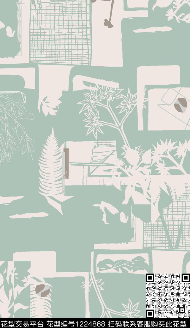 几何抽象小清新传统印花华亿平台下载（图片编号: 1224868） - 瓦栏（Walan）