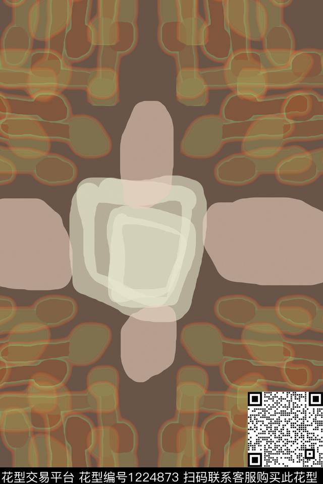 抽象手绘线条笔触男装休闲花卉数码印花华亿平台下载（图片编号: 1224873） - 瓦栏（Walan）