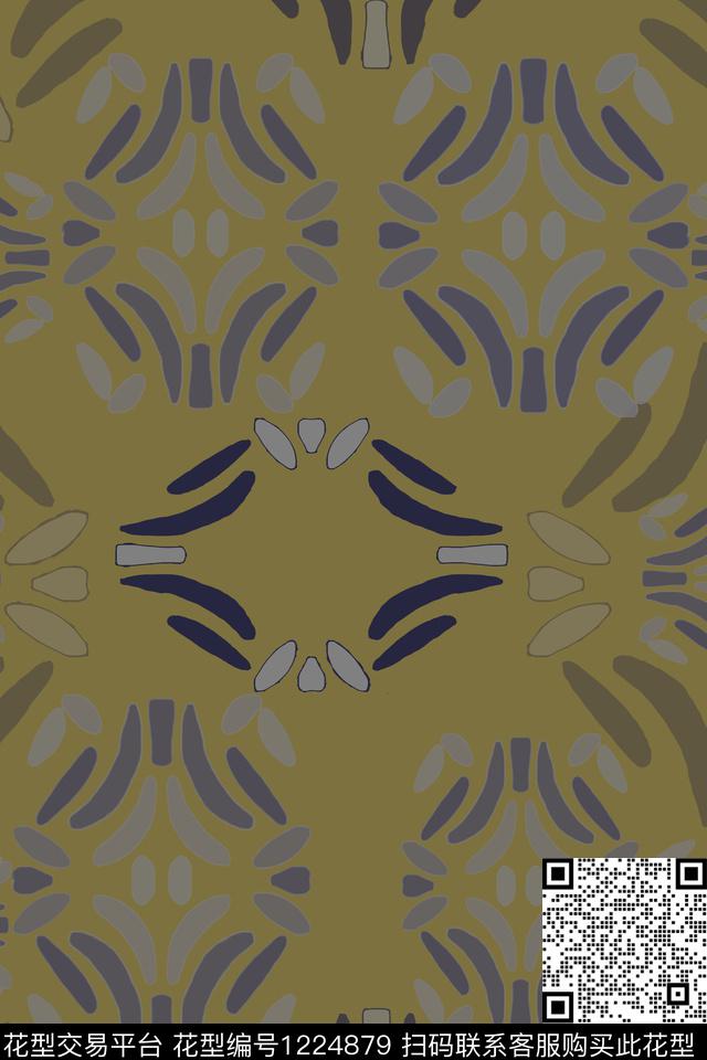 抽象花卉民族风图案男装休闲花卉传统印花华亿平台下载（图片编号: 1224879） - 瓦栏（Walan）