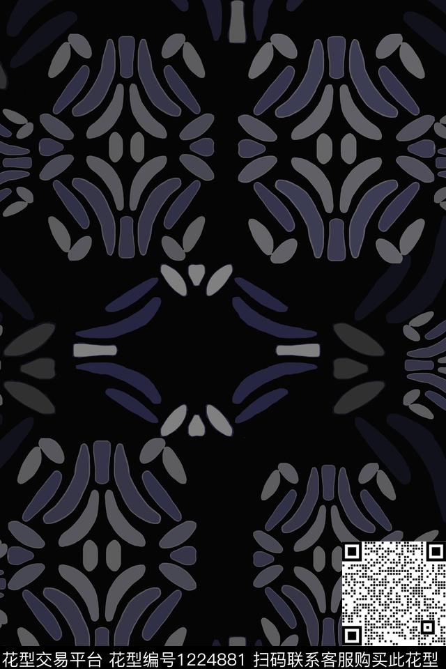 抽象花卉民族风图案男装休闲花卉传统印花华亿平台下载（图片编号: 1224881） - 瓦栏（Walan）