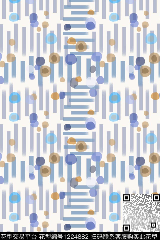 条纹混搭圆圈与波点男装休闲花卉数码印花华亿平台下载（图片编号: 1224882） - 瓦栏（Walan）