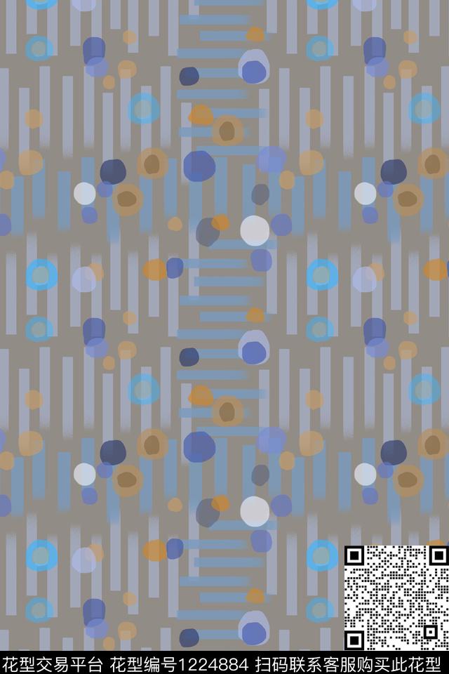 条纹混搭圆圈与波点男装休闲花卉数码印花华亿平台下载（图片编号: 1224884） - 瓦栏（Walan）