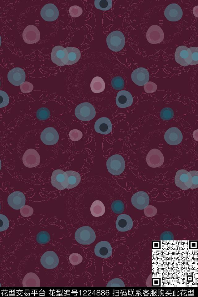 男装休闲花卉圆圈与波点传统时尚数码印花华亿平台下载（图片编号: 1224886） - 瓦栏（Walan）