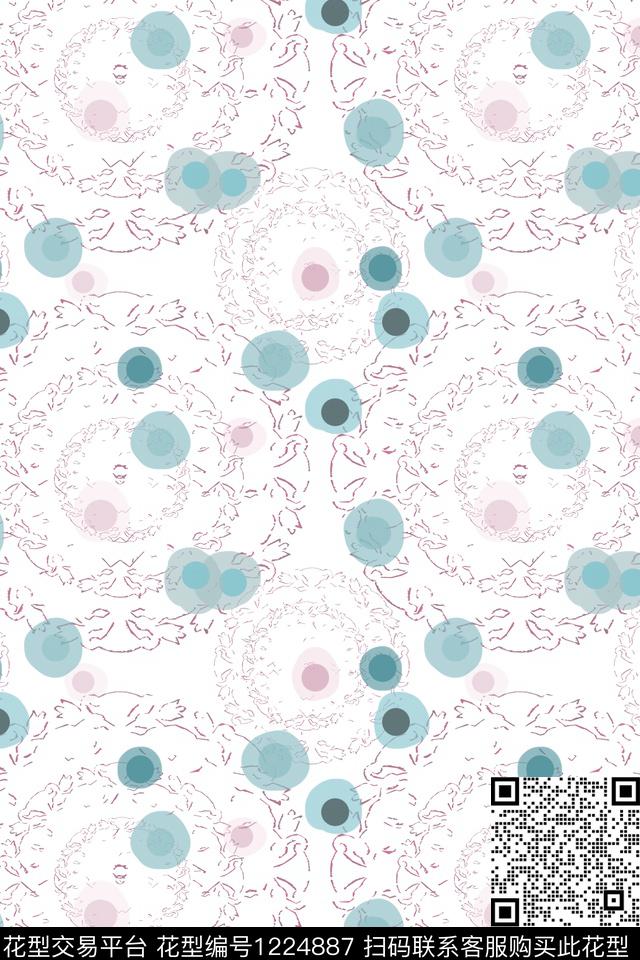 男装休闲花卉圆圈与波点传统时尚数码印花华亿平台下载（图片编号: 1224887） - 瓦栏（Walan）