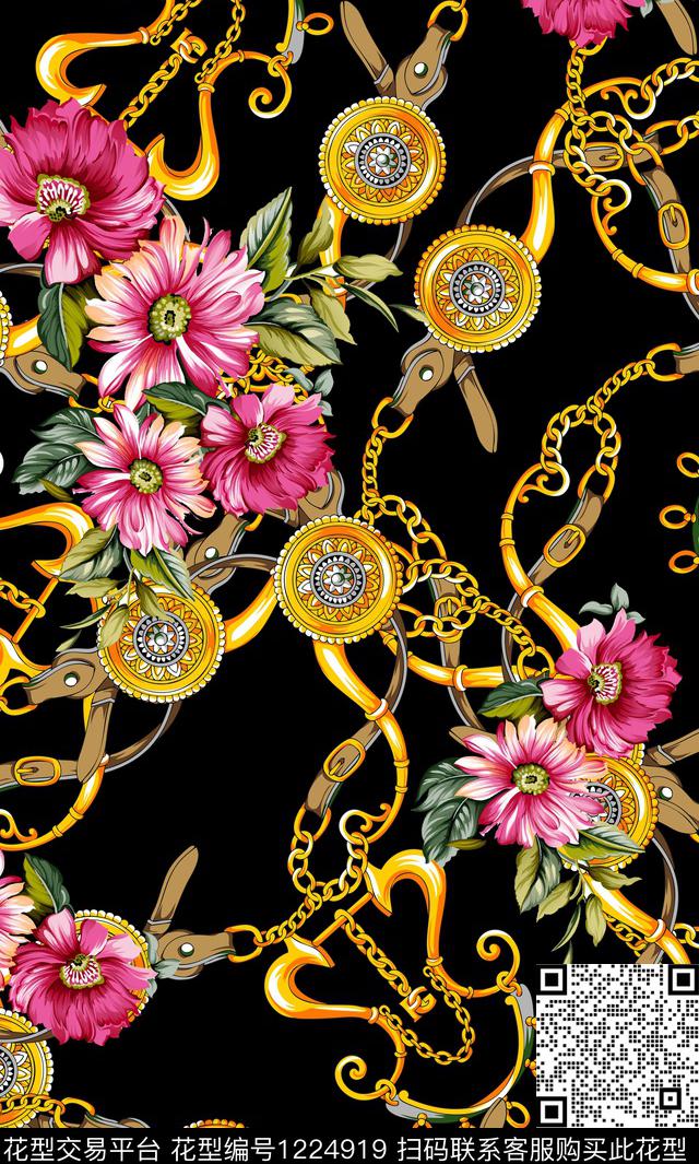 几何花卉民族花卉手绘花卉数码印花华亿平台下载（图片编号: 1224919） - 瓦栏（Walan）