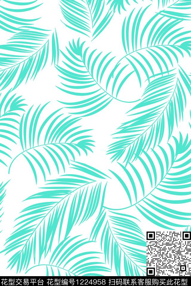 时尚植物浅色传统印花华亿平台下载（图片编号: 1224958） - 瓦栏（Walan）