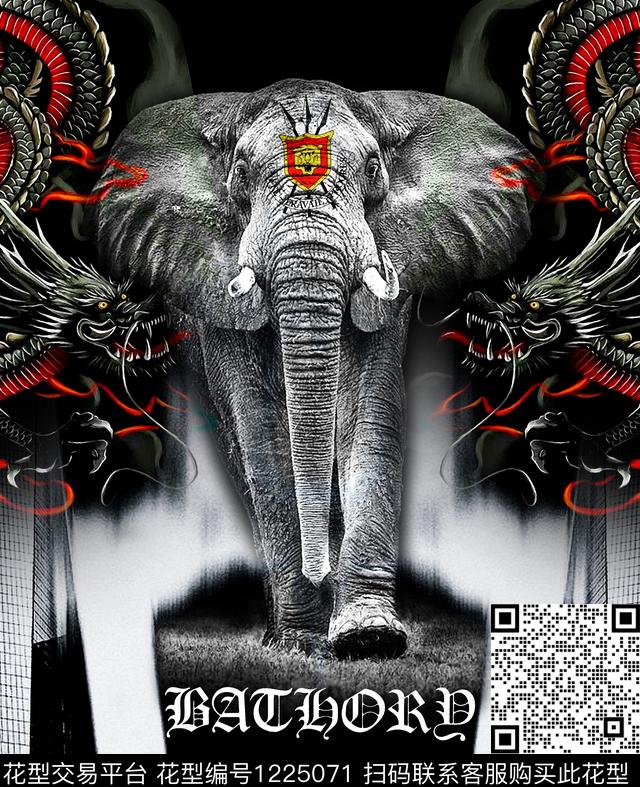 字母龙定位花数码印花华亿平台下载（图片编号: 1225071） - 瓦栏（Walan）