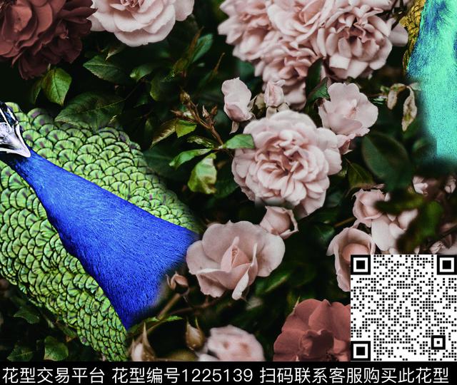 凤凰大牌风大孔雀数码印花华亿平台下载（图片编号: 1225139） - 瓦栏（Walan）