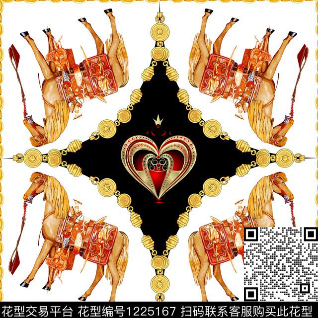 方巾链条马数码印花华亿平台下载（图片编号: 1225167） - 瓦栏（Walan）