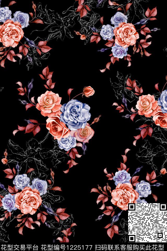 大牌风花卉数码华亿平台数码印花华亿平台下载（图片编号: 1225177） - 瓦栏（Walan）