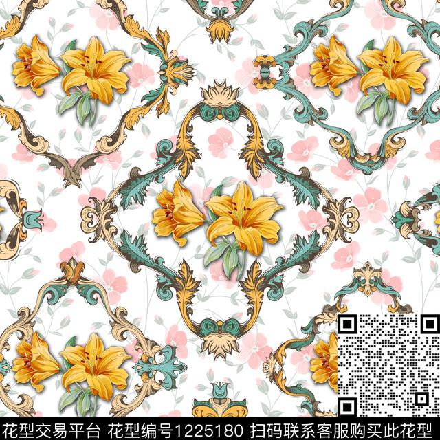 春夏华亿平台花卉数码印花华亿平台下载（图片编号: 1225180） - 瓦栏（Walan）