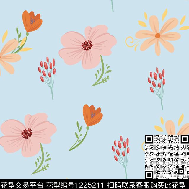 少女女装花卉传统印花华亿平台下载（图片编号: 1225211） - 瓦栏（Walan）