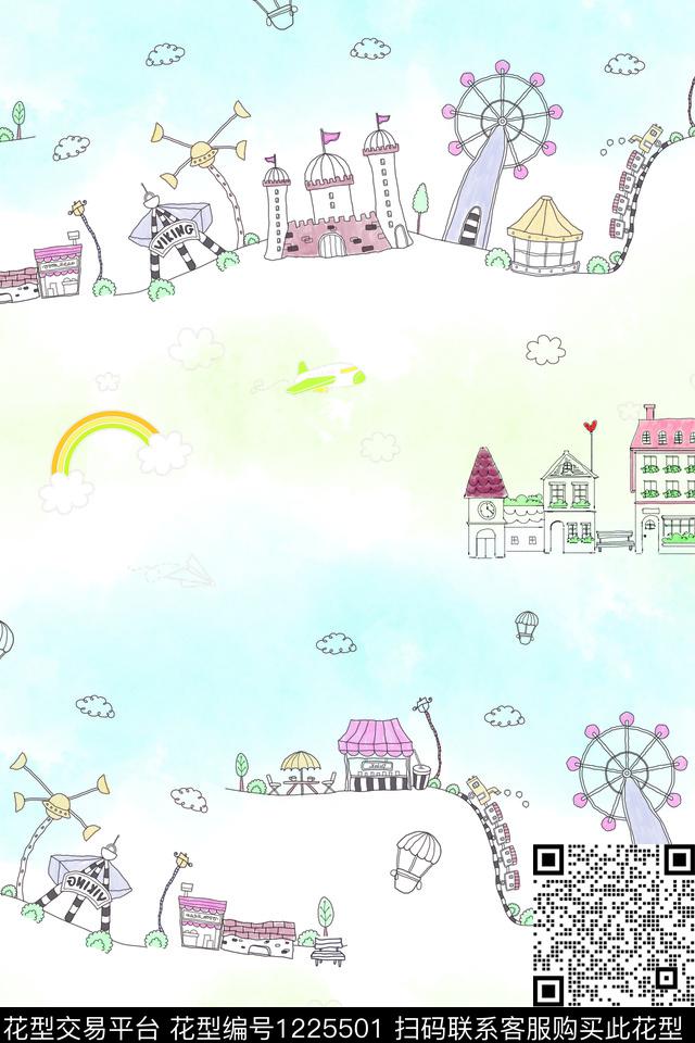 线条画小清新卡通画数码印花华亿平台下载（图片编号: 1225501） - 瓦栏（Walan）