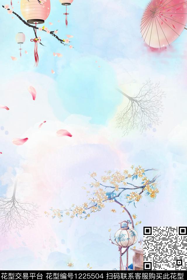 水墨风民族风古典花纹数码印花华亿平台下载（图片编号: 1225504） - 瓦栏（Walan）