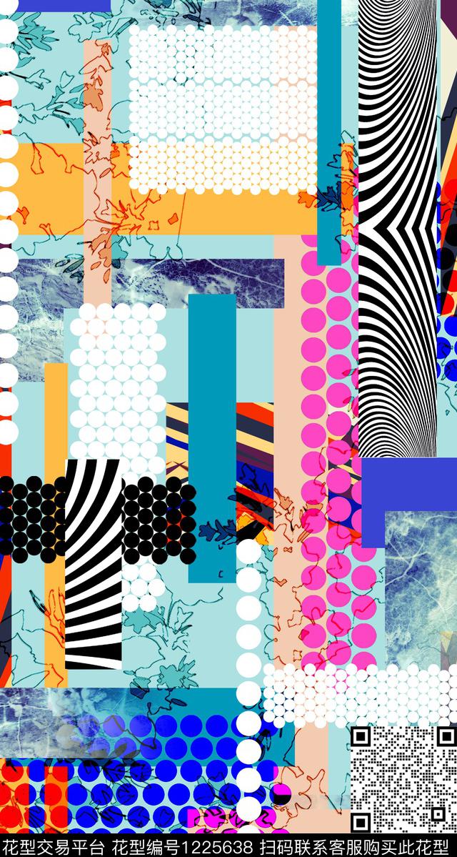 几何肌理波点数码印花华亿平台下载（图片编号: 1225638） - 瓦栏（Walan）