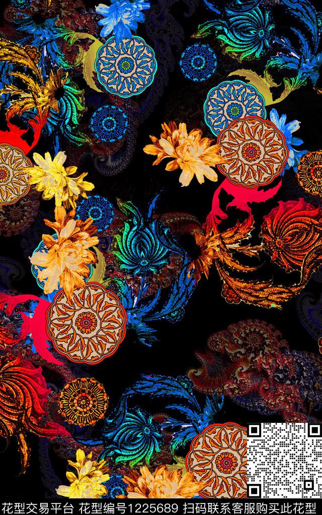 花卉民族风中老年数码印花华亿平台下载（图片编号: 1225689） - 瓦栏（Walan）