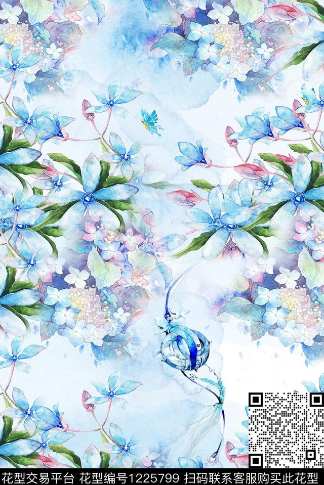 满版散花春夏华亿平台素雅数码印花华亿平台下载（图片编号: 1225799） - 瓦栏（Walan）