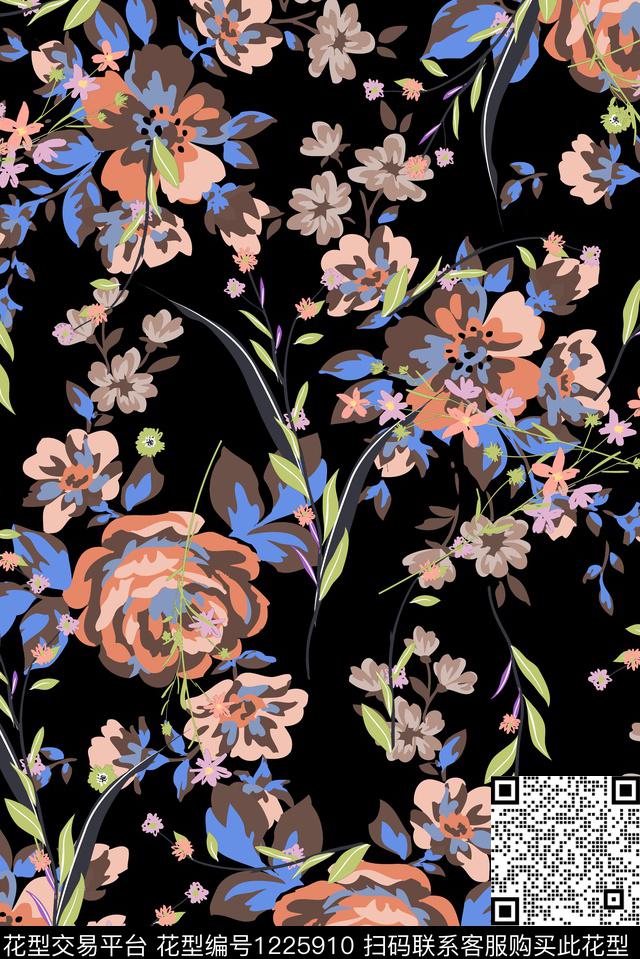 水彩花卉花卉小碎花数码印花华亿平台下载（图片编号: 1225910） - 瓦栏（Walan）