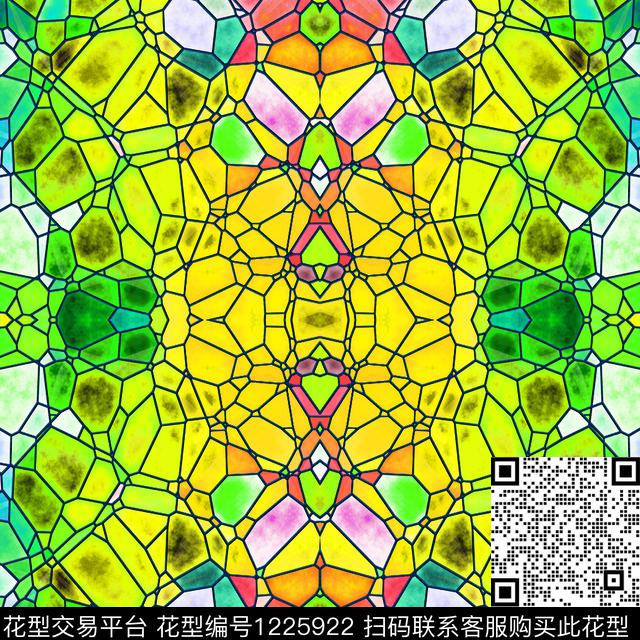 琉璃色格子晶莹剔透数码印花华亿平台下载（图片编号: 1225922） - 瓦栏（Walan）