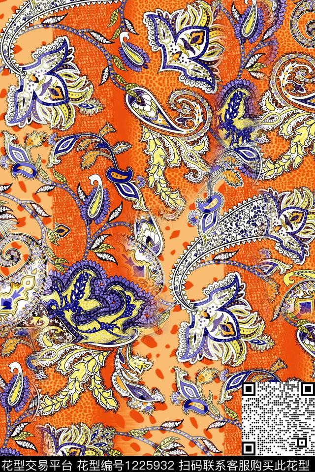 抽象花卉春夏华亿平台真丝数码印花华亿平台下载（图片编号: 1225932） - 瓦栏（Walan）
