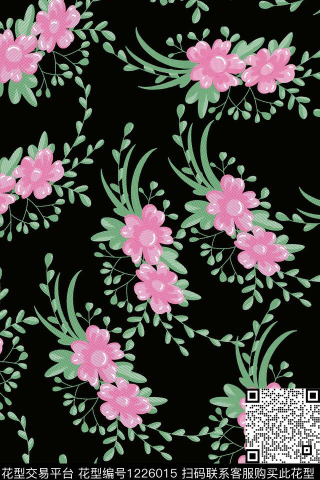 手绘花卉传统印花华亿平台下载（图片编号: 1226015） - 瓦栏（Walan）