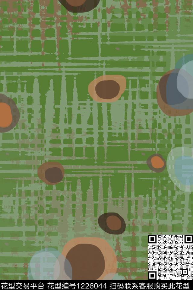 圆圈与波点渐变色彩手绘线条笔触数码印花华亿平台下载（图片编号: 1226044） - 瓦栏（Walan）