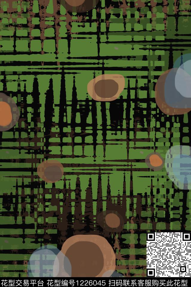 圆圈与波点渐变色彩手绘线条笔触数码印花华亿平台下载（图片编号: 1226045） - 瓦栏（Walan）