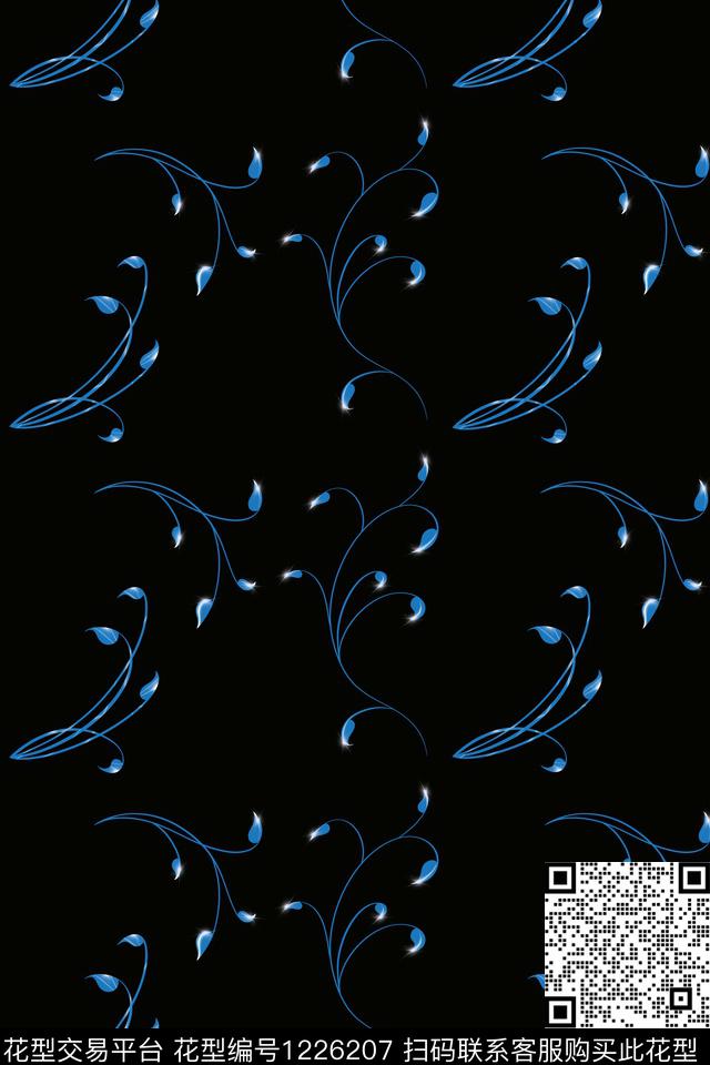 抽象男装植物纹理数码印花华亿平台下载（图片编号: 1226207） - 瓦栏（Walan）