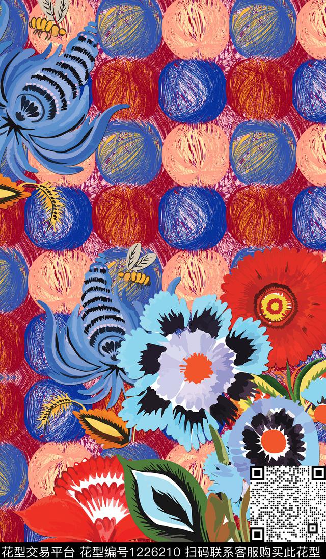定位花花卉大牌风数码印花华亿平台下载（图片编号: 1226210） - 瓦栏（Walan）