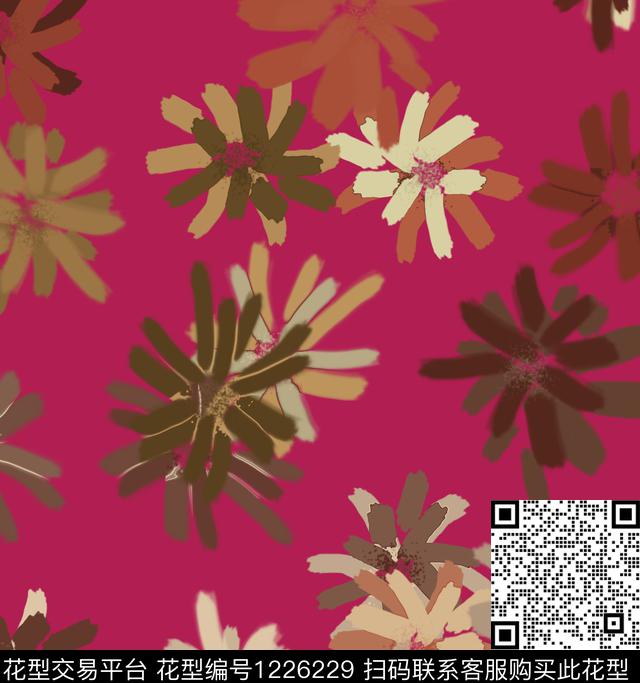 抽象花卉花瓣混合拼接数码印花华亿平台下载（图片编号: 1226229） - 瓦栏（Walan）