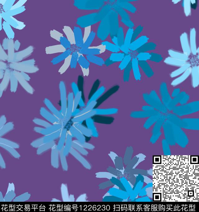 抽象花卉花瓣混合拼接数码印花华亿平台下载（图片编号: 1226230） - 瓦栏（Walan）