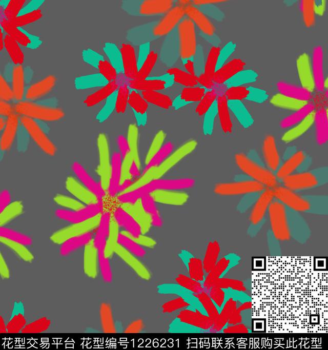 抽象花卉花瓣数码印花华亿平台下载（图片编号: 1226231） - 瓦栏（Walan）