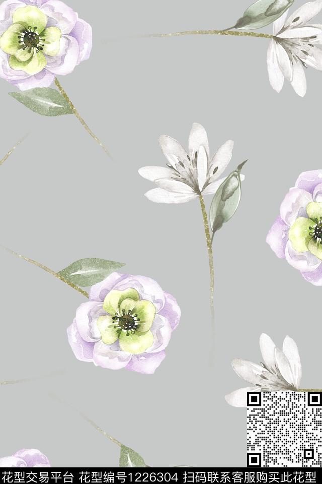 女装大花花卉数码印花华亿平台下载（图片编号: 1226304） - 瓦栏（Walan）