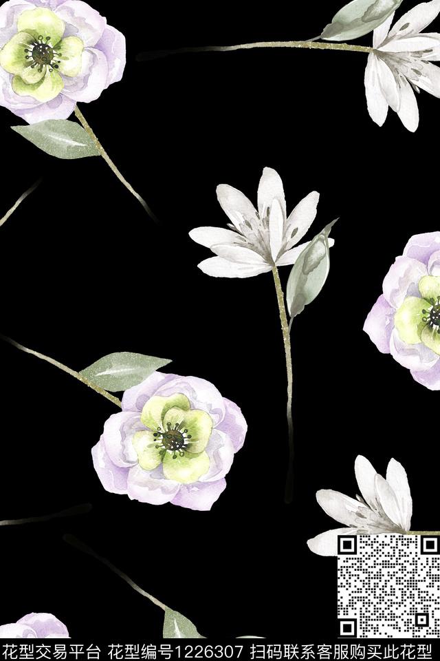 女装大花花卉数码印花华亿平台下载（图片编号: 1226307） - 瓦栏（Walan）