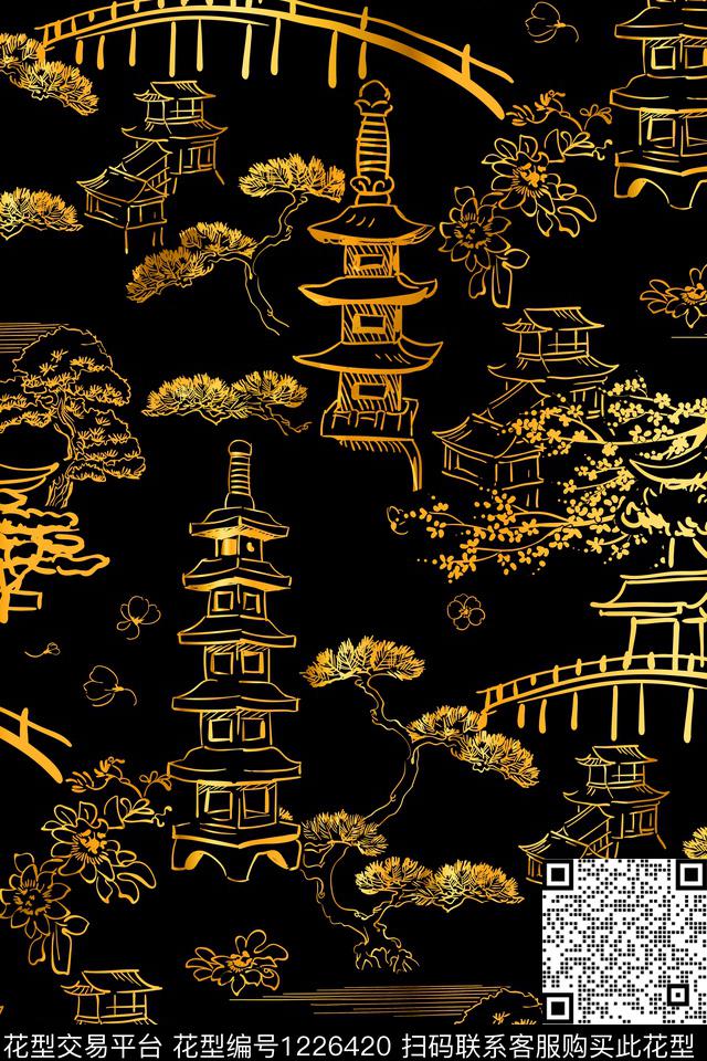 建筑大牌风金属传统印花华亿平台下载（图片编号: 1226420） - 瓦栏（Walan）