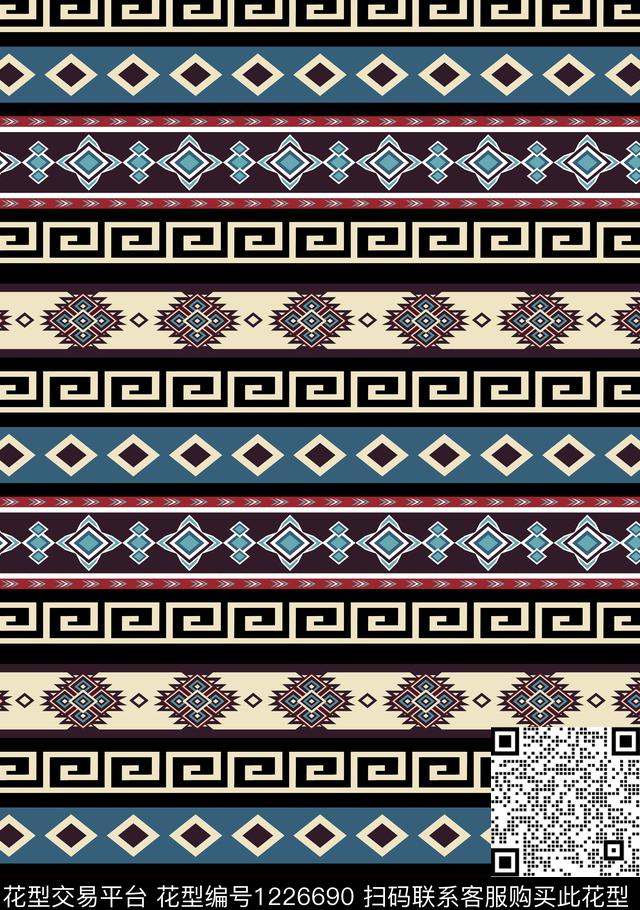 衬衫几何复古传统印花华亿平台下载（图片编号: 1226690） - 瓦栏（Walan）
