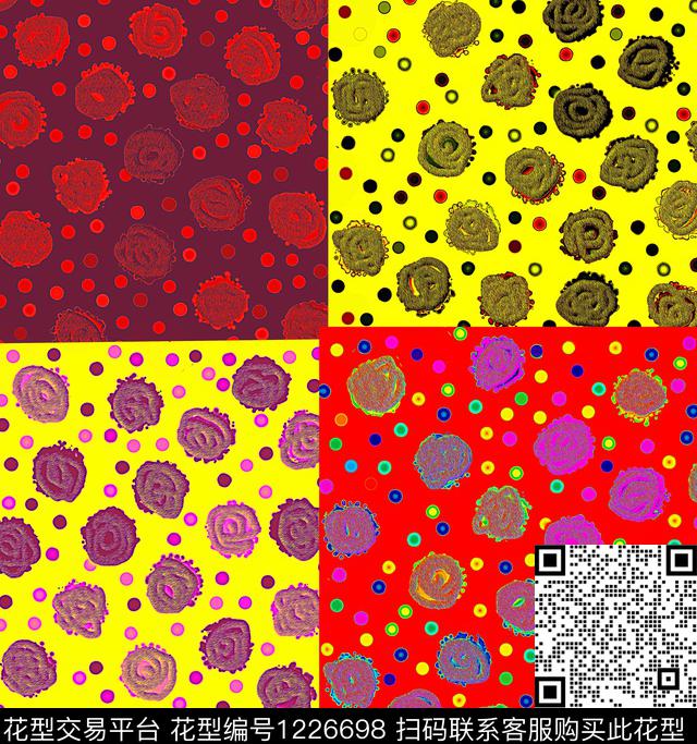 几何小碎花混合拼接数码印花华亿平台下载（图片编号: 1226698） - 瓦栏（Walan）
