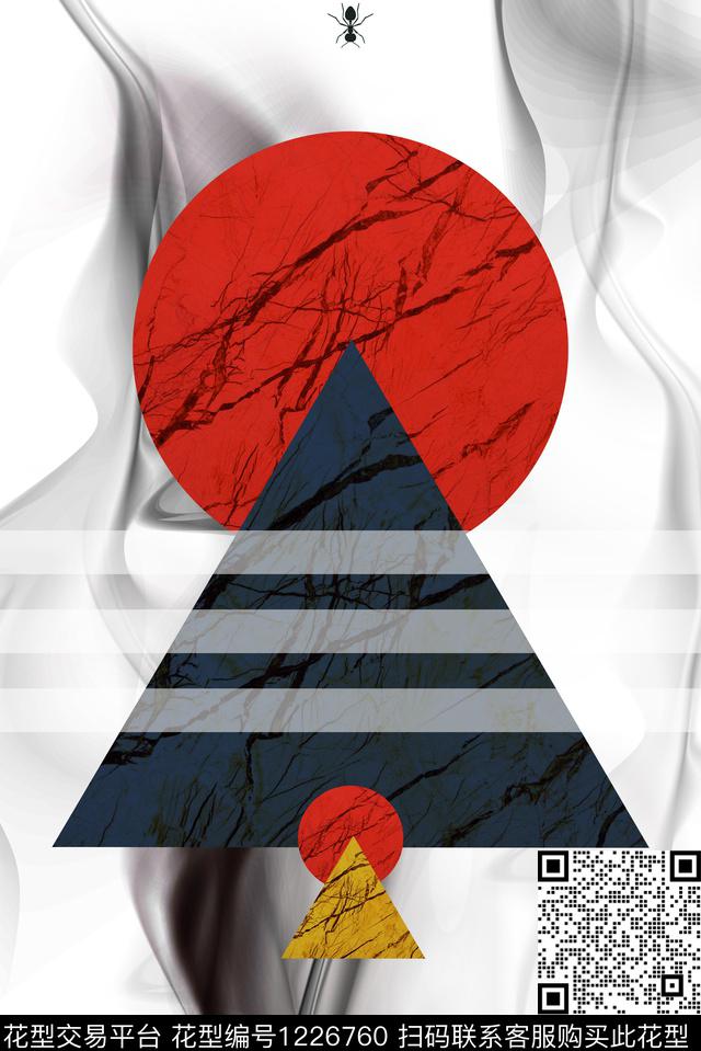 抽象几何昆虫数码印花华亿平台下载（图片编号: 1226760） - 瓦栏（Walan）