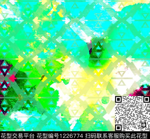 扎染华亿平台几何几何花卉传统印花华亿平台下载（图片编号: 1226774） - 瓦栏（Walan）